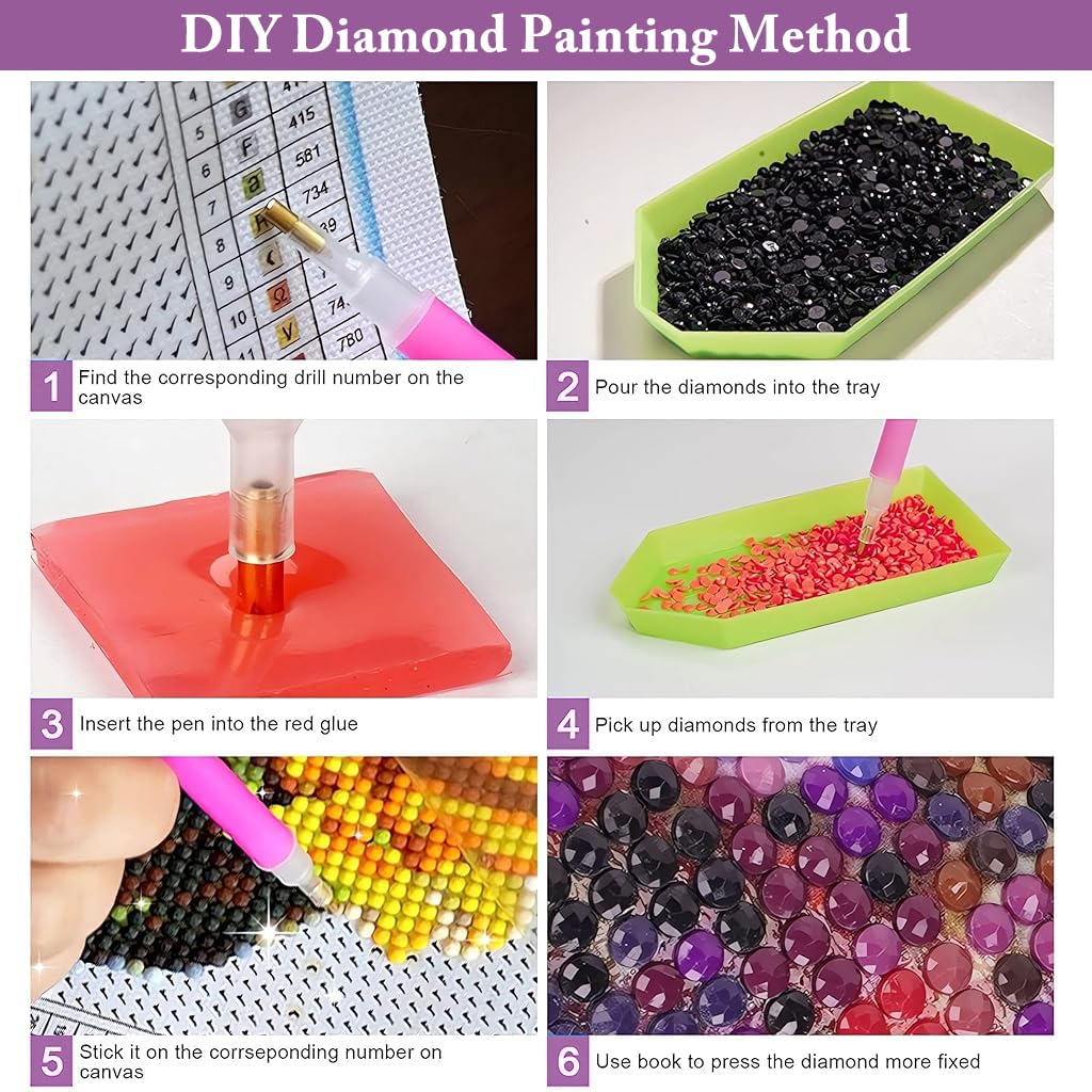 HASTHIP DIY Diamond Painting Kit for Wall Decor featuring 10 Look Outline Design 11.8x15.7 in 2PCS