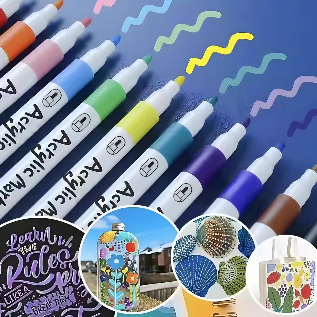 HASTHIP Acrylic Markers Set for DIY Painting with 36 Colors and Kuromi Zipper Pouch | Quick Dry Ink