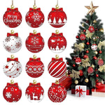 HASTHIP Christmas Decorations Wooden Ornaments Set for Tree and Room Decor featuring 12 Red Snowflake Designs