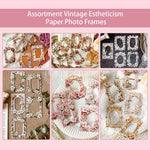 HASTHIP Scrapbook Paper for DIY Crafts featuring 60pcs Embossed Floral Frames | Vintage Lace Design