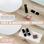 HASTHIP Bathroom Tray Absorbent Pads Set for Vanity Use featuring Non Slip Base and Quick Dry Diatom Mud | 3Pcs White Reusable Mats