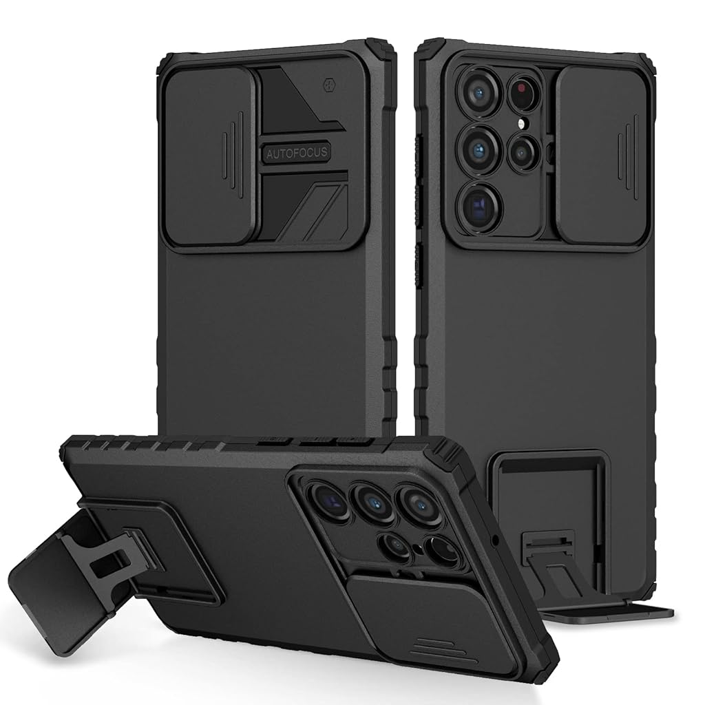 HASTHIP® Zitronix for Samsung Galaxy S22 Ultra Case, Magnetic Compatible, Slide Camera Lens Cover, Military-Grade Shockproof Protection, Kickstand Stand Cover, Anti-Scratch, Full Body Protective Case