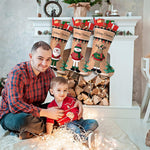 HASTHIP Christmas Stockings 3pcs 16 inch Linen Set for Fireplace and Tree | Elk Snowman Santa Design