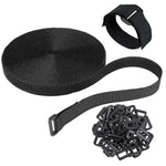 HASTHIP Cable Organiser for Home and Office with 5m Strap and 25 Plastic Buckles | Adjustable Hook and Loop Securing Straps