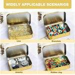 HASTHIP Small Tin Boxes for Crafts and Spices with Secure Lids 4Pcs 9.5x6x2.2cm | Gold Aluminium Storage Containers