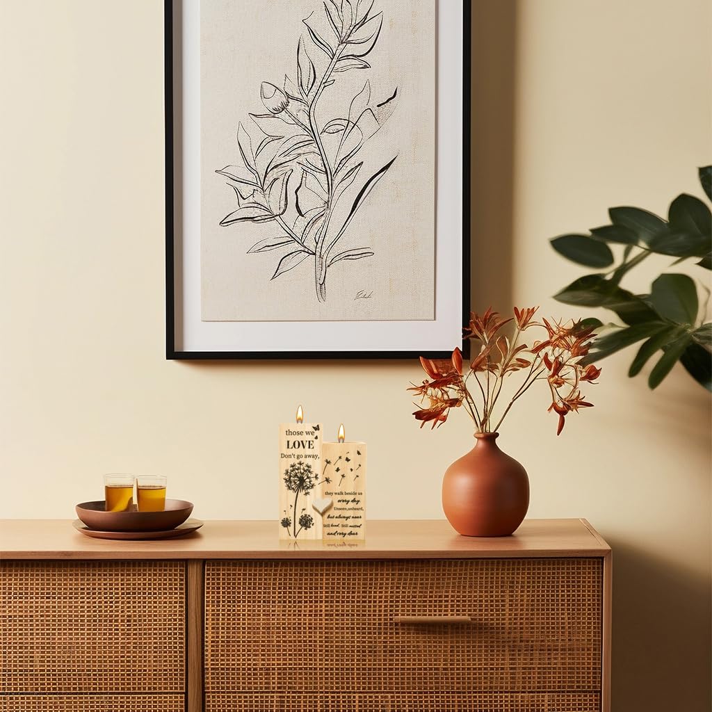 HASTHIP Candle Holder Stand for Home Decor with Dual Tea Light Design | Natural Wood Memorial Gift