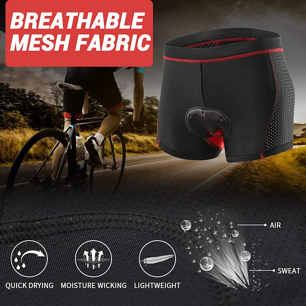 HASTHIP® Pantalones Cortos de Ciclismo para Hombre y Mujer con Acolchado 3D de Gel y Espuma,Antideslizantes,Transpirables Secado Rápido Ropa Interior Deportiva para Bicicleta Negros (M)