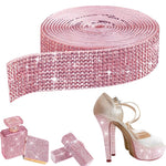 HASTHIP® Cinta Adhesiva de Diamantes de Imitación,Rollo Malla Cristales Brillantes Resina 1Yarda 3cm,Decoración para Boda Fiesta Manualidades Coche y Teléfono Color Rosa