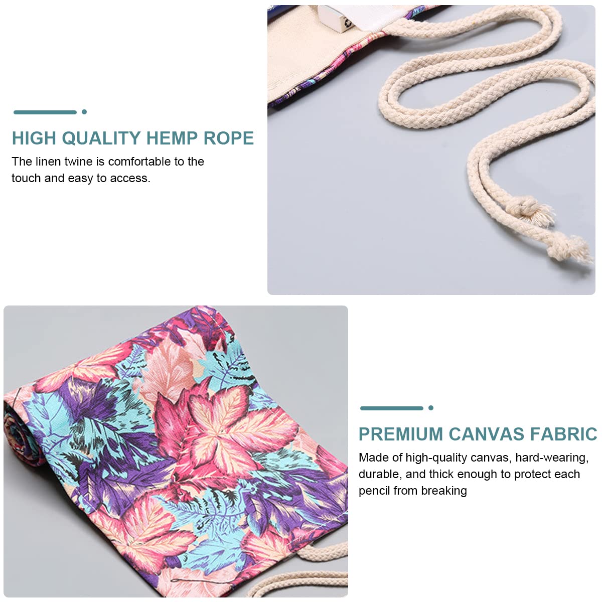 HASTHIP Canvas Pencil Wrap Case for Sketching with 72 Slots and Maple Leaves Print | Gift for Students