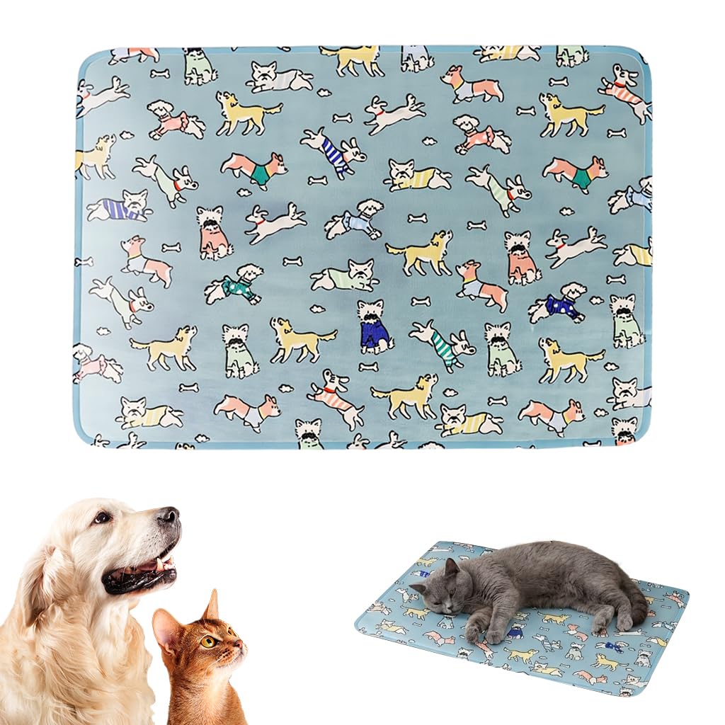 HASTHIP® Self-Cooling Pad for Dogs & Cats, Pressure Activated, No Water Needed Large Waterproof Mat for Heat Stroke Prevention for Stay Cool Indoor & Outdoor (60 * 45cm)