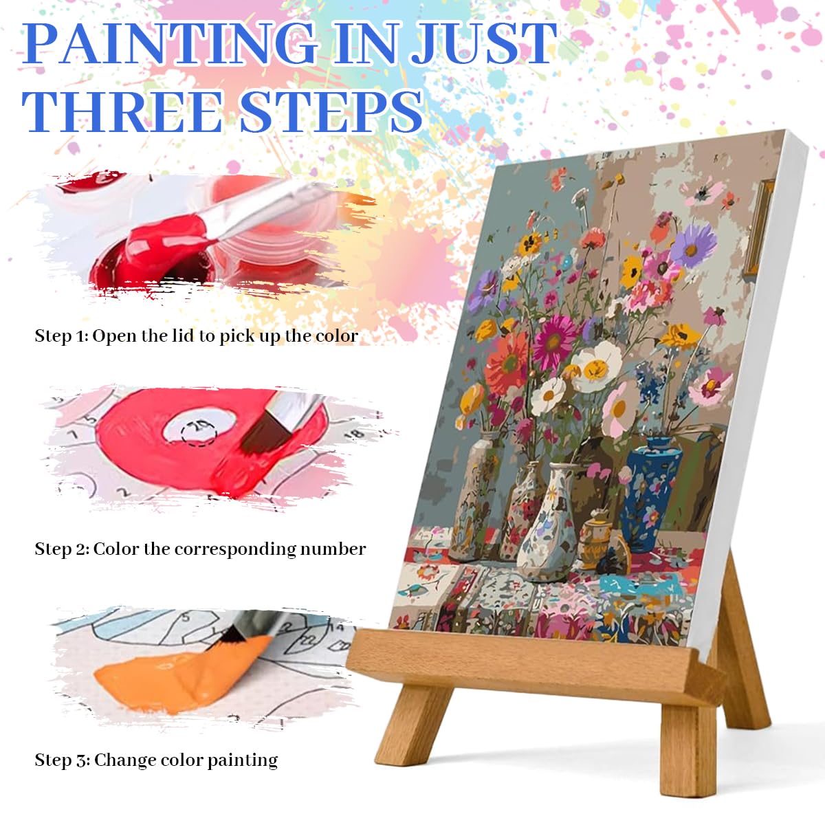 HASTHIP Paint by Numbers Kit for Adults and Kids with Brushes and Pigments 40x50cm | Retro Wildflower Bouquet Canvas Art Set