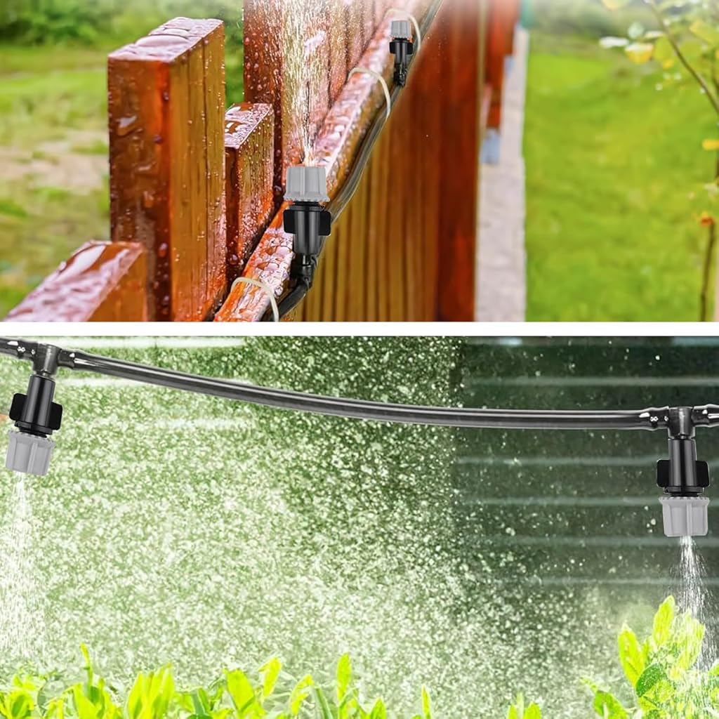 HASTHIP® Automatic Garden Watering System - Slow Drip Irrigation Kit with 10 Tee Connector - Garden Water Dripper for Plant with 10M Long Drip Irrigation Pipe Outdoor Lawn & Garden Watering Equipment