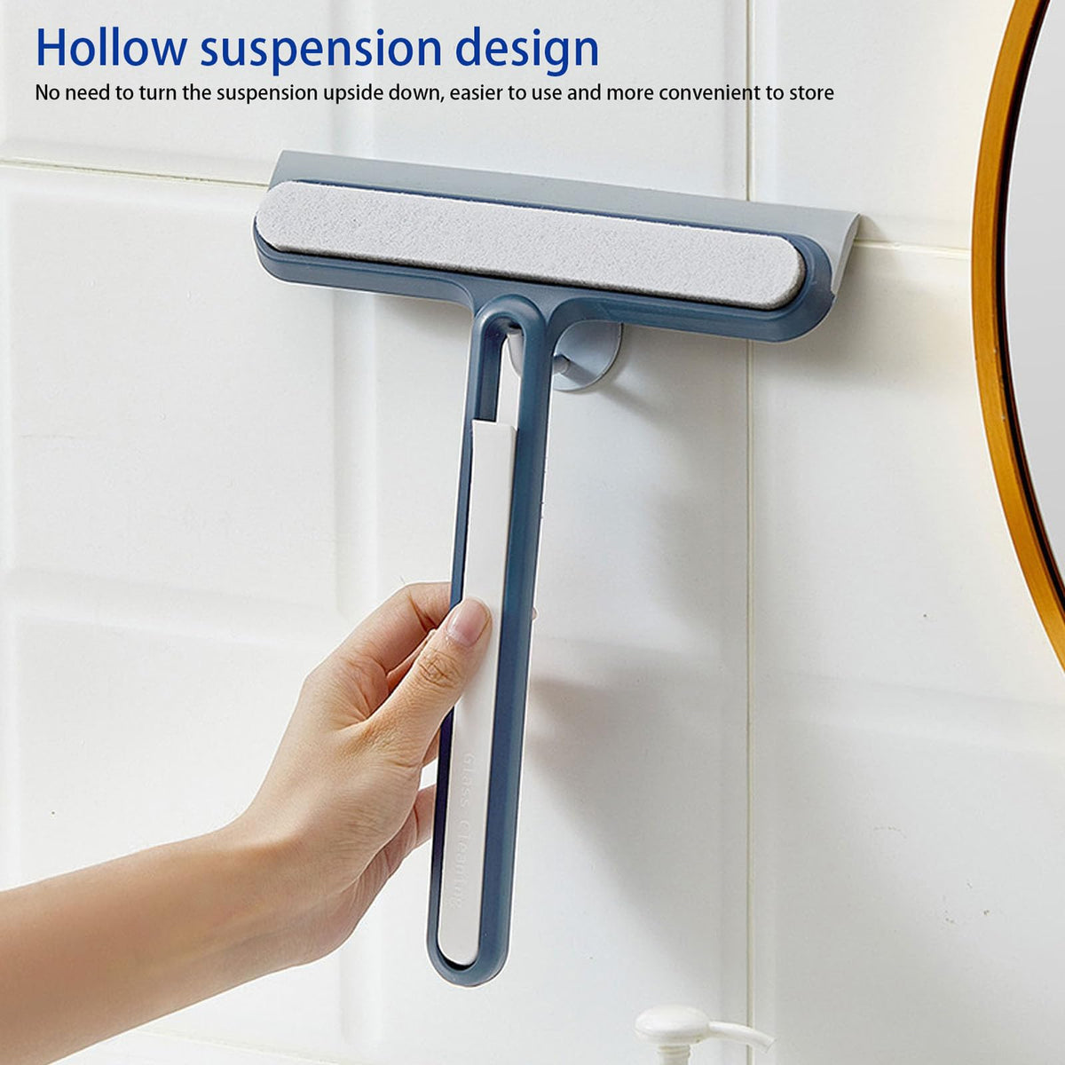 HASTHIP Glass Cleaning Wiper for Windows and Mirrors featuring DualSided Design with Ergonomic Handle | BlueWhite 4in1 Set for Home Office & Car