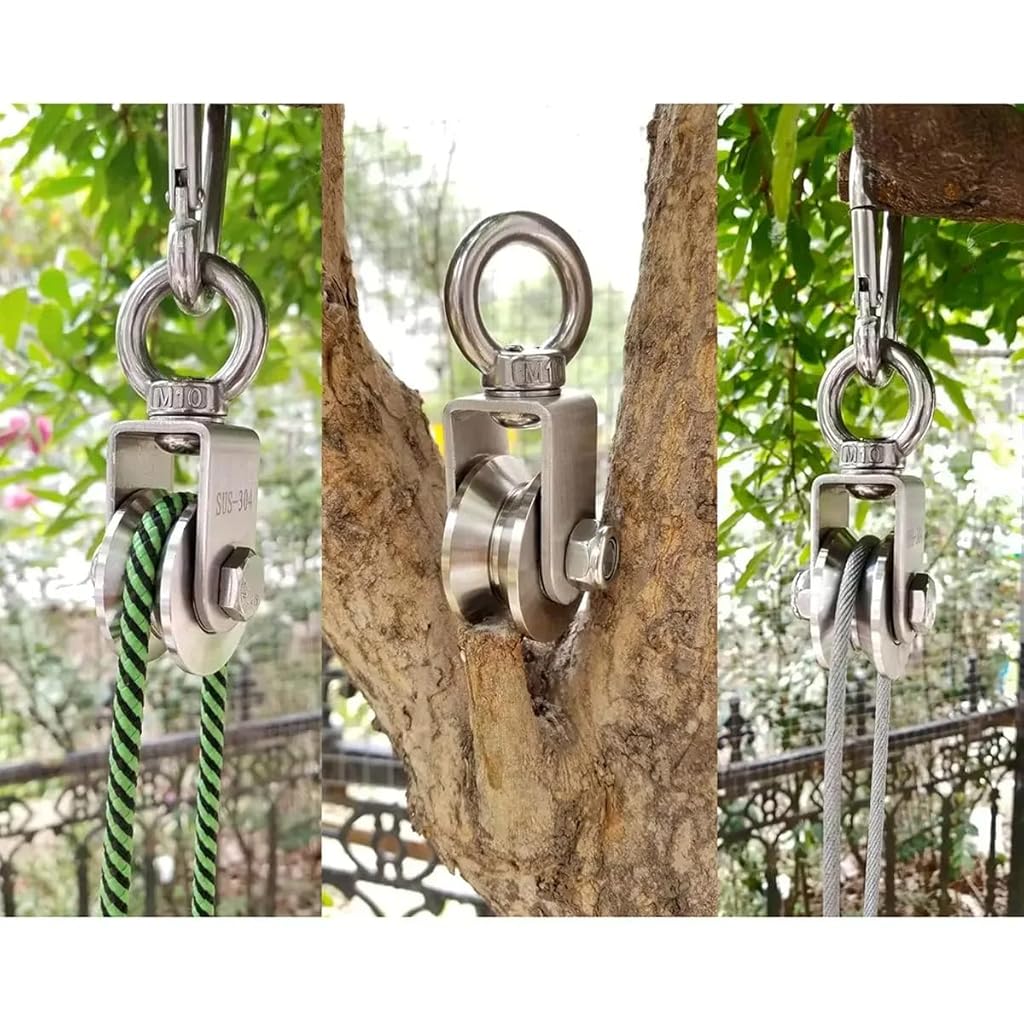 HASTHIP® Polea de Cable Inoxidable 304,Rueda de Polea Elevación con Rodamiento Suave,Capacidad Carga 551lbs Diseño con Bucle para Mecanismos Elevación y Manualidades DIY