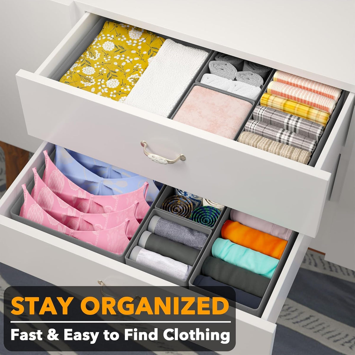 HASTHIP Kleiderschrank Organizer for Clothes with 12 Pack Collapsible Design | Fabric Storage Boxes