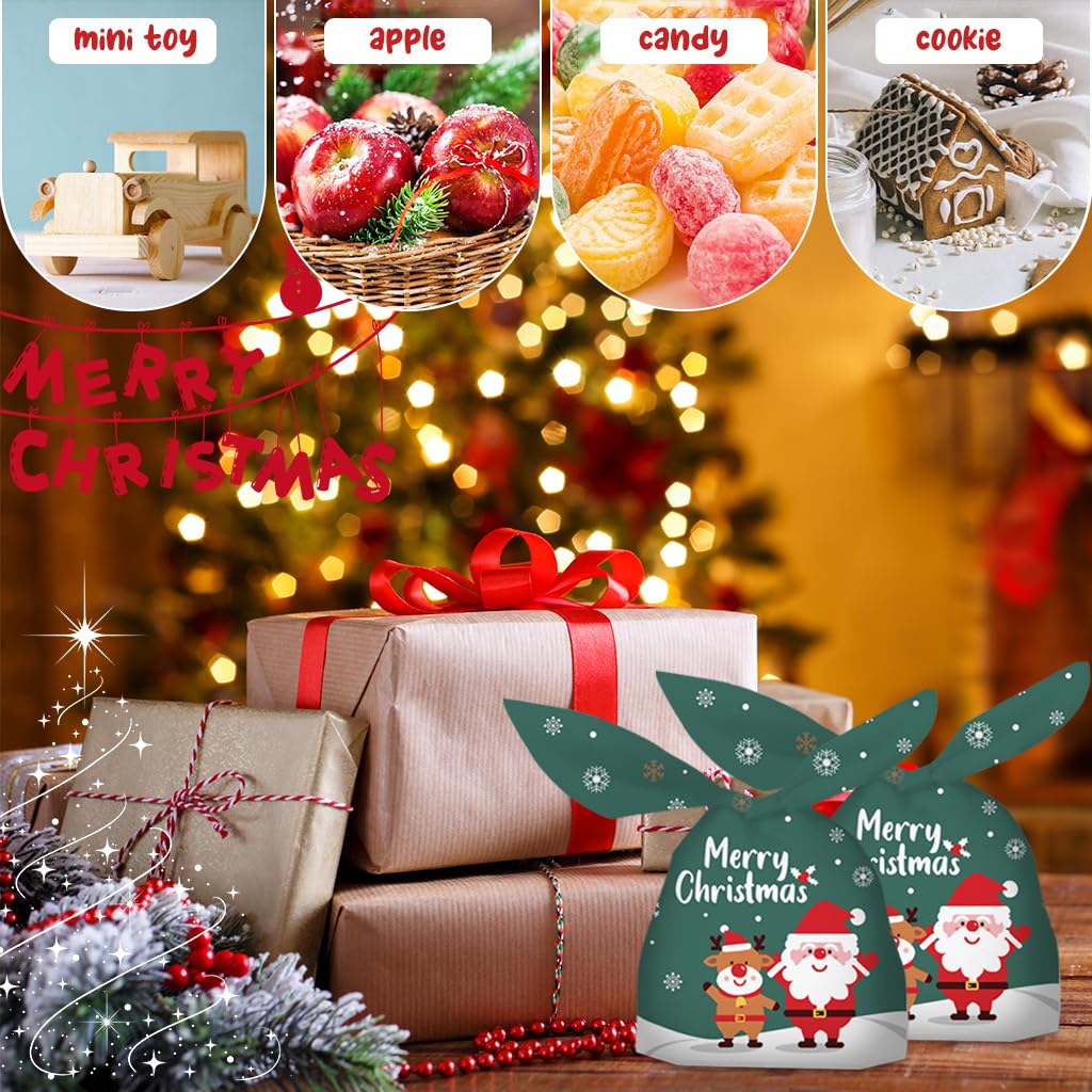 HASTHIP® 50pcs Christmas Gift Bags Christmas Gift Packing Bags Christmas Candy Bags for Kids Treat Bags Party Favor Bags for Christmas Party, 13.8x23cm