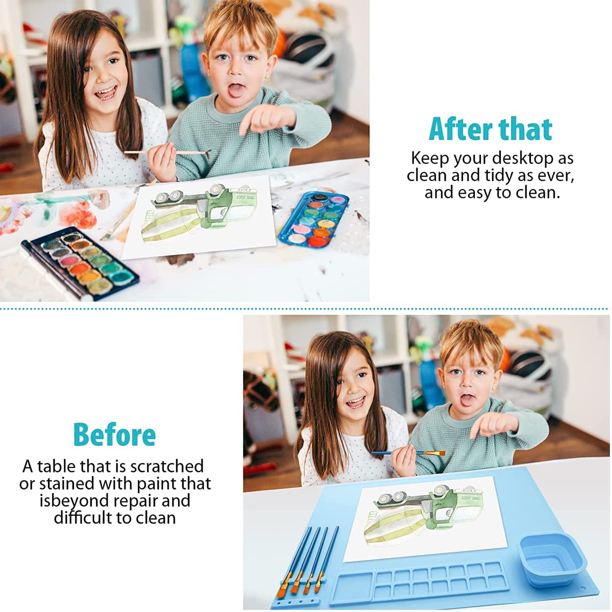HASTHIP Silicone Craft Mat for Painting and Play Doh | 50×40cm Non-Stick Sheet 3PCS