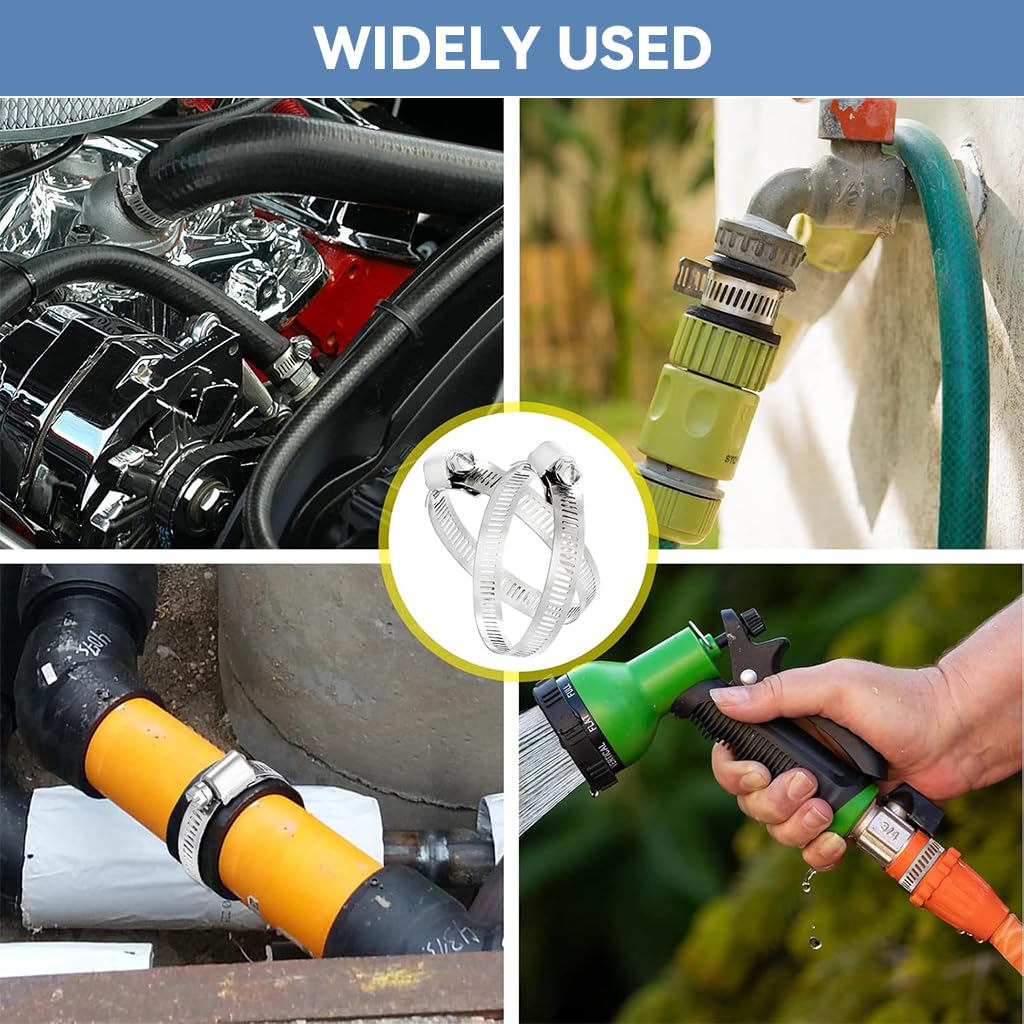 6.6ft Hose Clamp Roll 304 Stainless Steel Hose Clips with 5 Fastening Bolts Attachment Cuttable Hose Clamp