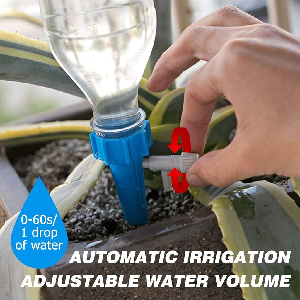 HASTHIP® 12 Pcs Drip Irrigation Kit, Automatic Self-Watering Spikes for Home Garden, Pots, Office Plants, Adjustable Slow Release Water Dropper System, Easy DIY Plant Watering Solution