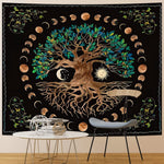 HASTHIP Tree of Life Tapestry for Bedroom with Moon Phases Artwork 51x59 in | Washable Polyester Wall Hanging