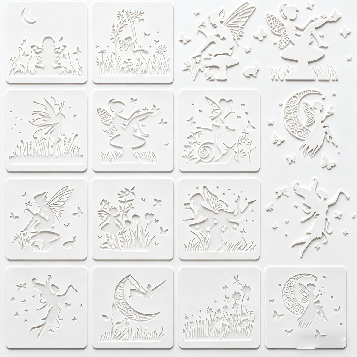 HASTHIP® Fairy Stencils for Painting Reusable PET Templates for Wood Glass Canvas Scrapbooking and Home Decor