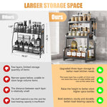 HASTHIP Kitchen Condiments Organizer Rack with Hooks and 47x22x56cm Triple Layer Carbon Steel Shelf | Space Saving Counter Storage