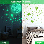 HASTHIP 3D Luminous Wall Stickers for Kids Room with 30cm Moon and 435pcs Stars | Waterproof PVC Night Glow Decoration