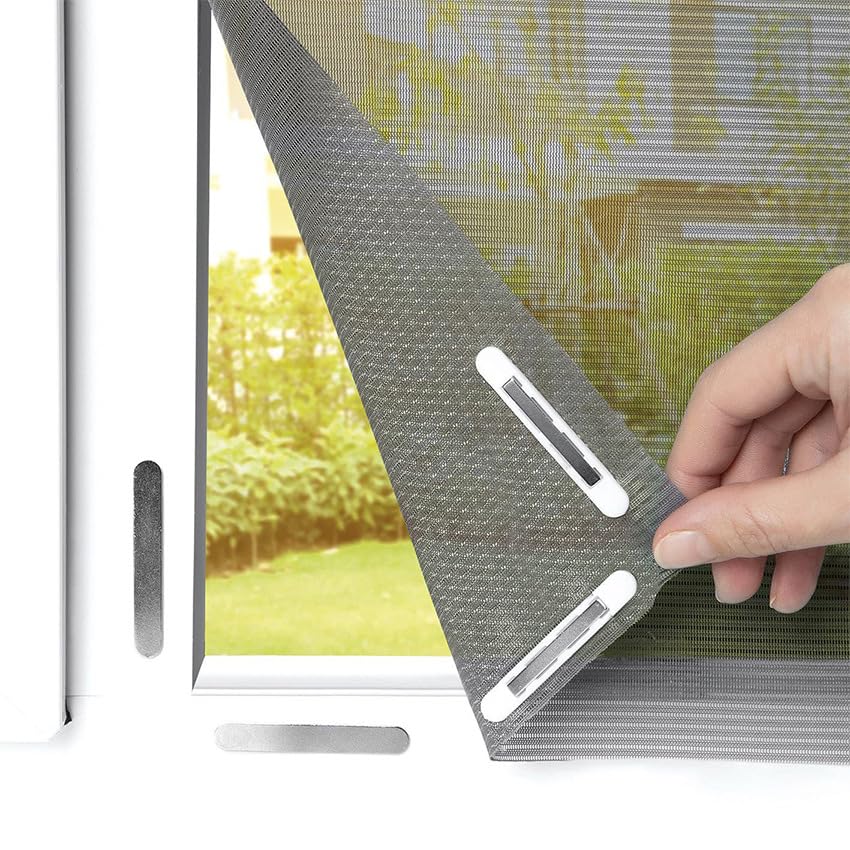 HASTHIP® Mosquitera Magnética Ajustable para Ventana 59x51", Malla Fina de Fibra de Vidrio, Anti‑Insectos, Fácil Instalación y Protección contra Mosquitos y Moscas