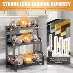 HASTHIP Kitchen Condiments Organizer Rack with Hooks and 47x22x56cm Triple Layer Carbon Steel Shelf | Space Saving Counter Storage
