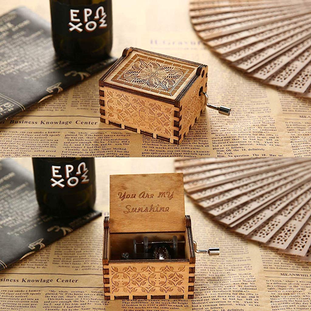 HASTHIP® Music Box Wooden Classic with Hand Crank Birthday Gifts for Girls Boys Diwali Kids Friends Family You are My Sunshine 3PCS