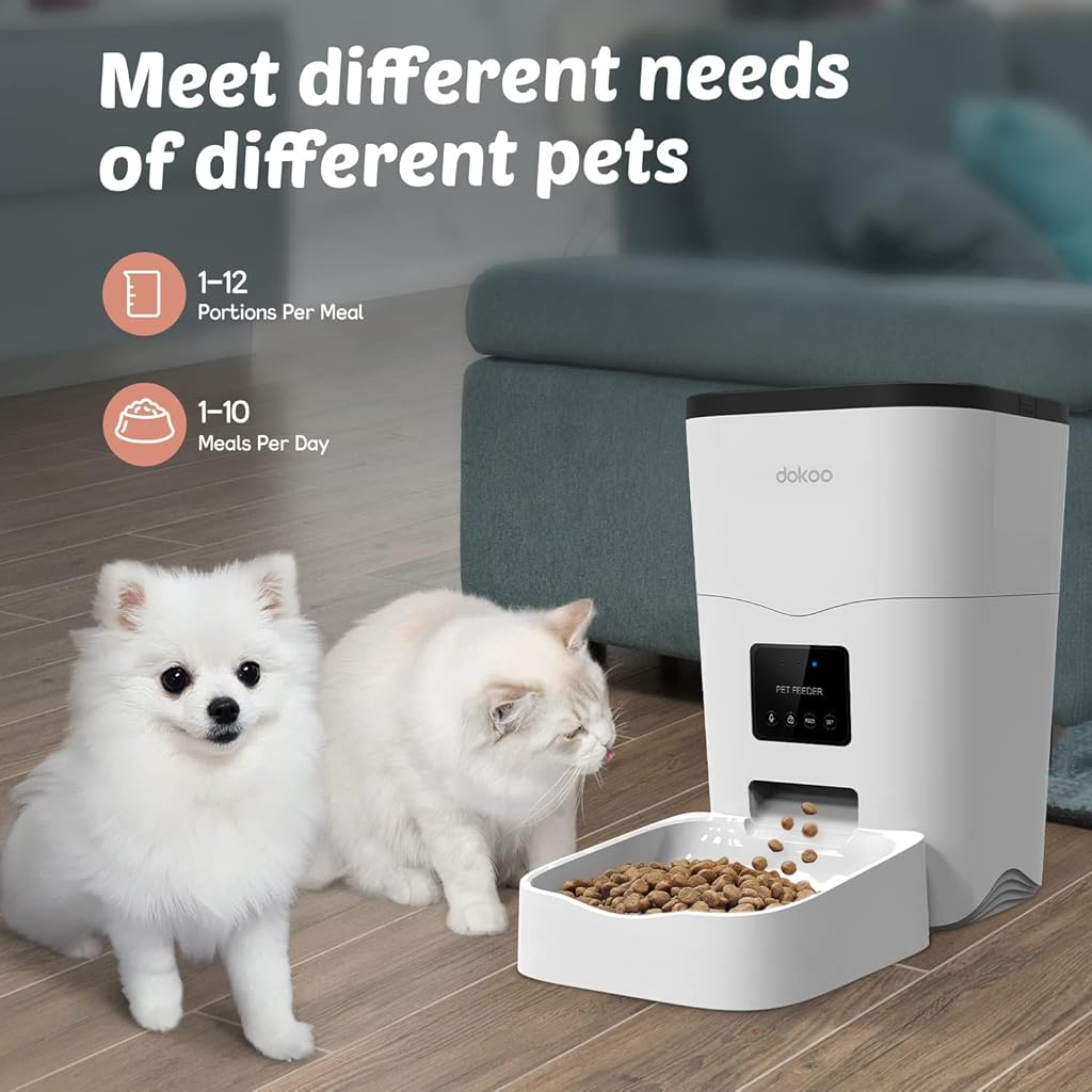 HASTHIP® L Wi-Fi Automatic Dog Cat Feeder App Control -Enabled Smart Cat Food Dispenser with Portion Control & Timer Setting, Dogs Feeder 1-10 Meals, Voice Record
