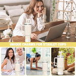 HASTHIP Stanley Cup Accessories Charm Kit Set 18PCS for Personalizing & Protecting Cups | Includes Butterfly Handle Charm and Straw Cleaning Brush