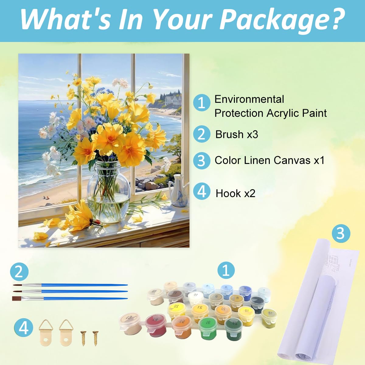 HASTHIP Paint by Numbers Kit for Adults with Acrylic Pigments | 16x20 in 2PCS DIY Canvas Art