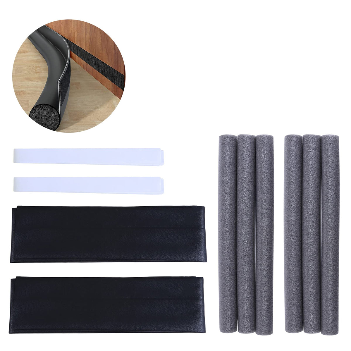 HASTHIP Door Bottom Sealing Strip 37.4 in 2 Pack for Draft Blocking with Self Adhesive | Black PU and PVC Foam Weather Stripping