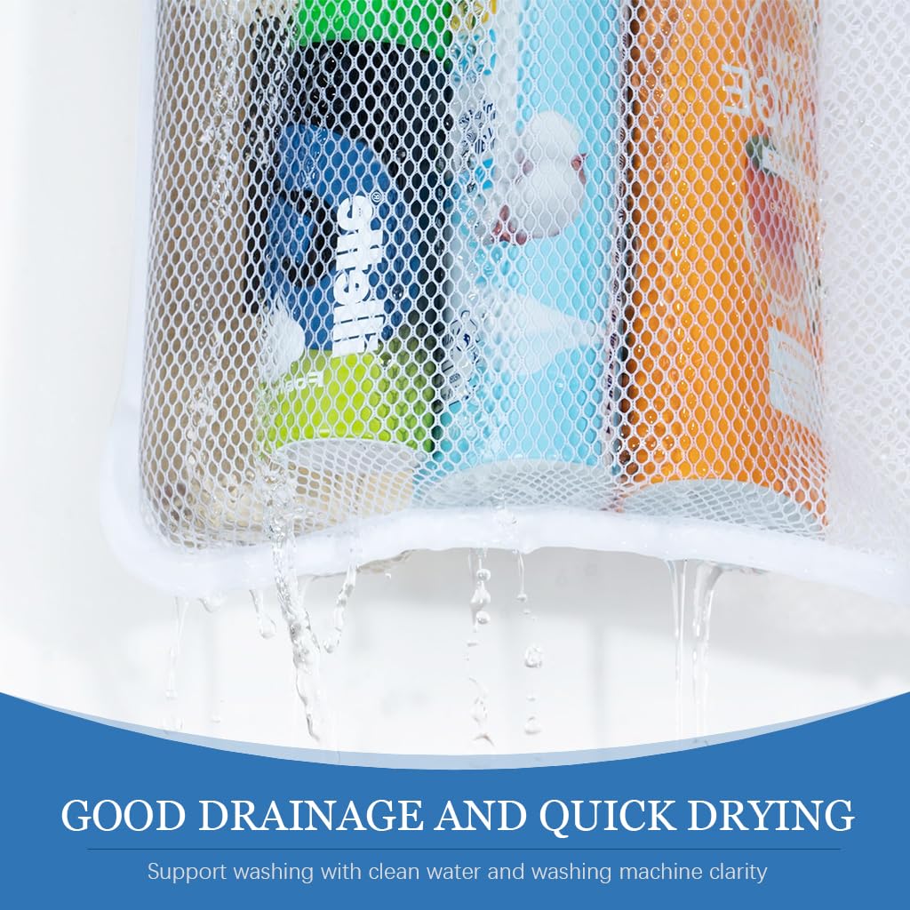 HASTHIP Mesh Shower Caddy Organizer with 6 Pockets and Metal Hooks featuring Quick Drying Mesh | White Bathroom Storage
