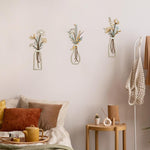 HASTHIP® 3 Pieces Metal Flowers Wall Art Rustic Farmhouse Decor Beige Minimalist Flower Wall Decors for Living room Bathroom Bedroom Dining Room-Housewarming Gifts
