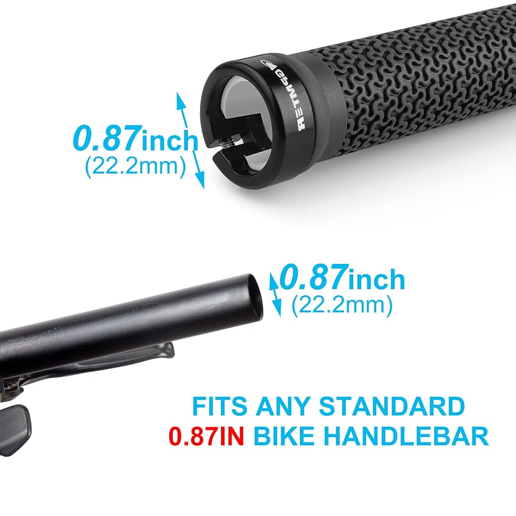 HASTHIP® Bike Handlebar Grips, Single Lock on Bicycle Handle Bar, for BMX, Mountain, MTB, Beach Cruiser, Scooter, Folding Bike, Soft Non-Slip-Rubber Hand Grip Comfortable Ergonomic-Black
