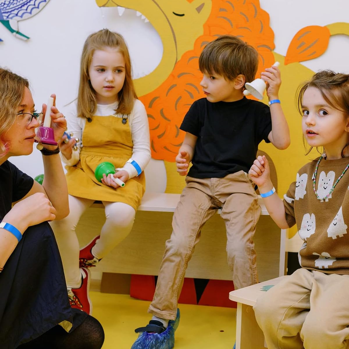 HASTHIP Paper Wristbands for Events with Self Adhesive Closure 300pcs | Red Yellow Blue