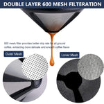 HASTHIP Filter Coffee Maker with Double Mesh Bottom Cup Stainless Steel Dripper 3 PCS