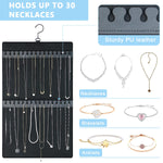 HASTHIP Hanging Jewellery Organizer for Closet and Wall with Dual Sides | Holds 300 Pairs and 30 Necklaces Black