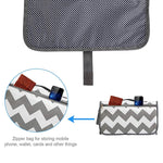 HASTHIP® Grey Waterproof & Foldable Baby Massage Pad with Head Cushion & Organizer Pockets or Diaper Changing Station Baby Mat for Home & Outside Travel