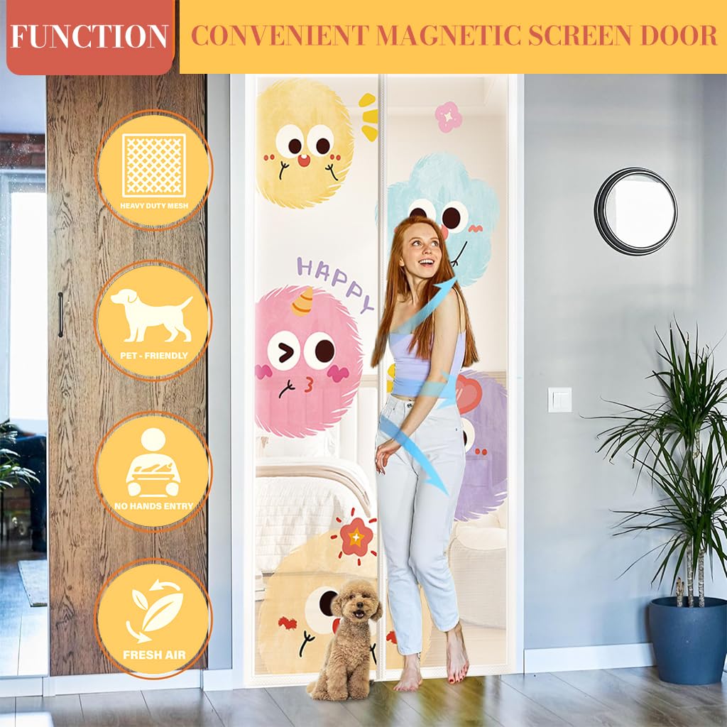 HASTHIP Curtain Door for Home with Hands-Free Magnetic Closure 210 x 100cm Mesh | Kid & Pet Friendly Mosquito Guard