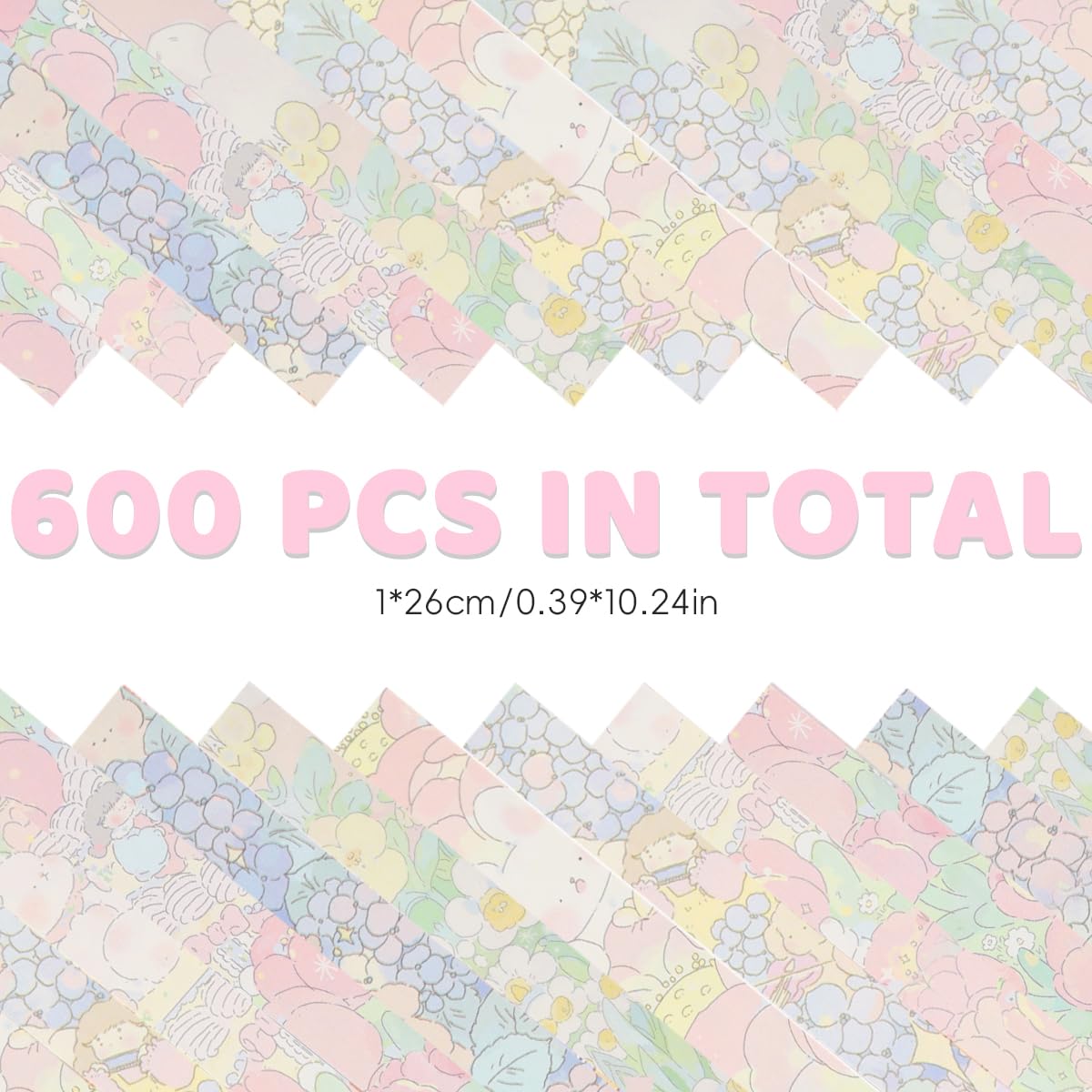 HASTHIP Star Origami Paper for DIY Crafts with 600 Strips and Double Sided Panda Designs