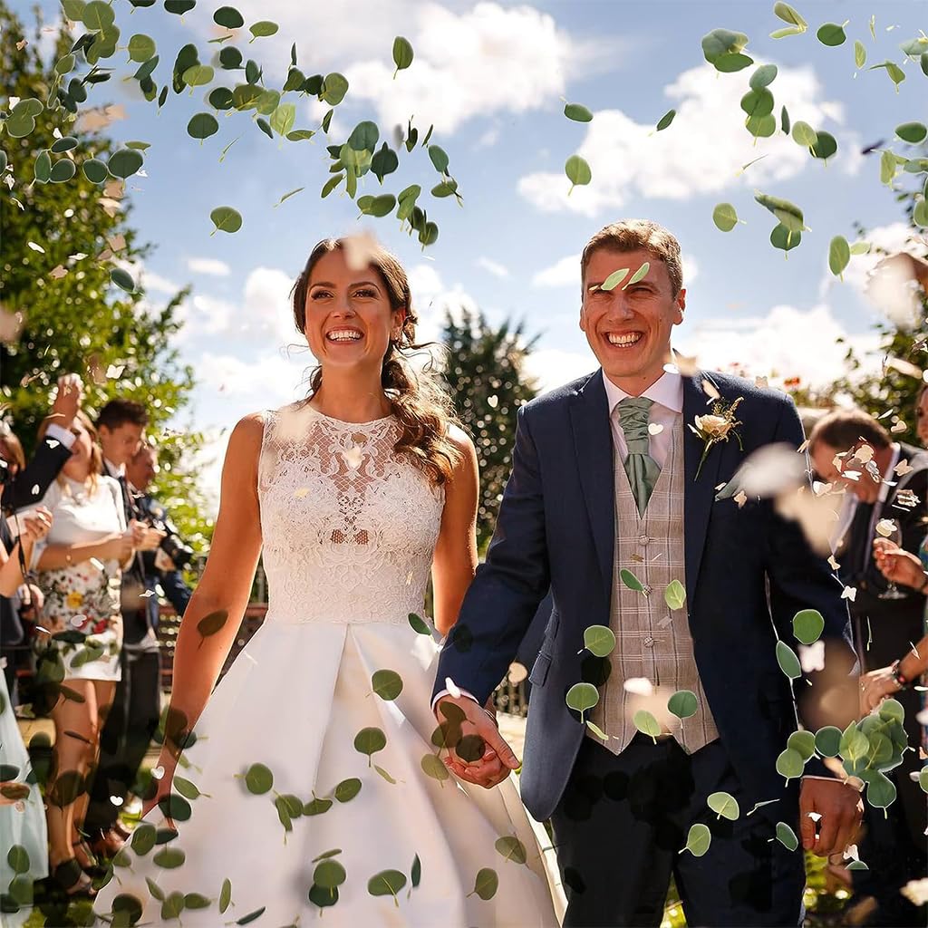 HASTHIP Artificial Eucalyptus Leaves for DIY Wedding and Party Decor 400pcs | Silk Green Petals 1.97x2.95 in