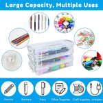 HASTHIP Pencil Box for School and Office with Stackable 3 Tier Design 8x3.8x1.4 in | Clear Silicone Organizer