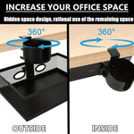 HASTHIP® Black 360-Degree Under Desk Organizer with Cup Holder