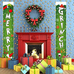 Christmas Decorations Fun Christmas Door Couplet Wall Hanging Couplet Outdoor Yard Front Porch Couplet Set, Hanging Merry Christmas Decorations Couplet for Porch, Door, Balcony