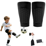 HASTHIP® Espinilleras Fútbol Niño y Adulto con Mangas de Compresión,Protección Pantorrilla con Almohadillas Panal y Gel,Ligero Transpirable para Deportes Múltiples - Black - M
