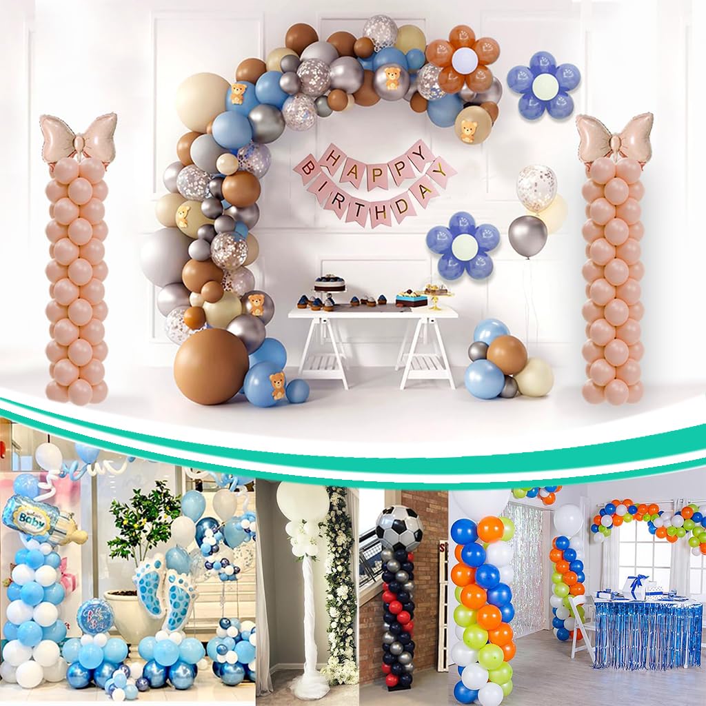 2 Set Balloon Column Arch Base Upright Pole Display Stand Kit – White Plastic For Wedding Party