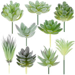 HASTHIP Artificial Plants for Home Decor with 9Pcs PVC Flocked Succulents | Indoor and Outdoor Decorations